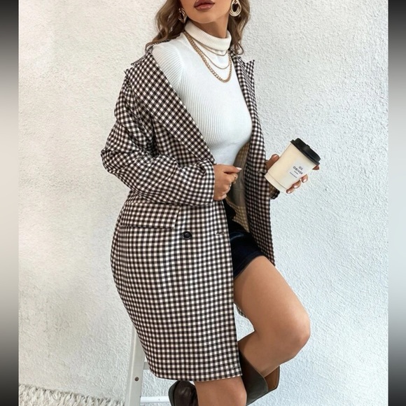 Classic plaid button down blazer jacket - Picture 5 of 7